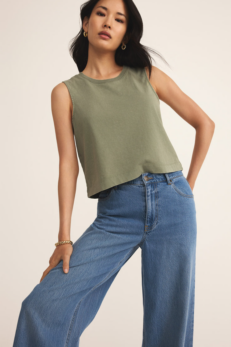 Dark Slate Gray Sloane Cotton Jersey Muscle Tank Top