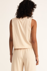 Antique White Sloane Cotton Jersey Muscle Tank Top