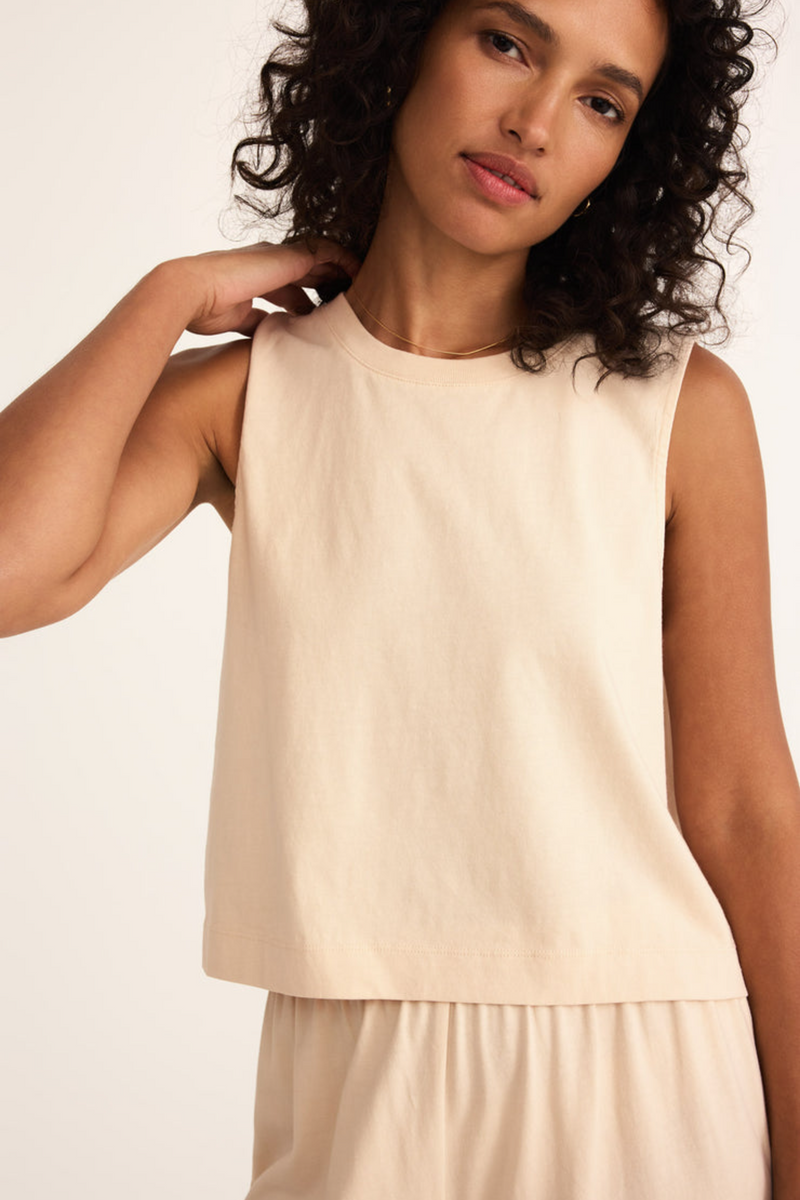 Bisque Sloane Cotton Jersey Muscle Tank Top