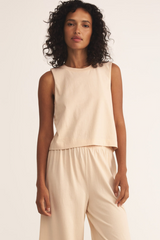Antique White Sloane Cotton Jersey Muscle Tank Top