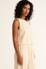 Antique White Sloane Cotton Jersey Muscle Tank Top