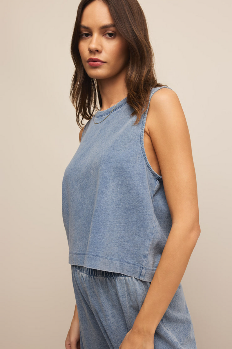 Gray Sloane Denim Jersey Muscle Tank Shirts & Tops