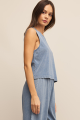 Light Gray Sloane Denim Jersey Muscle Tank Shirts & Tops