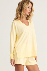 Antique White Modern V Neck Weekender Sweater