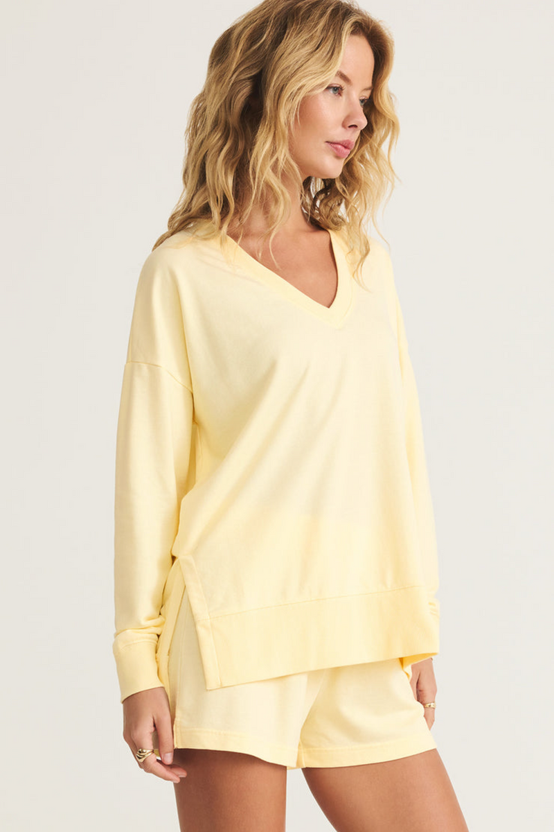 Antique White Modern V Neck Weekender Sweater