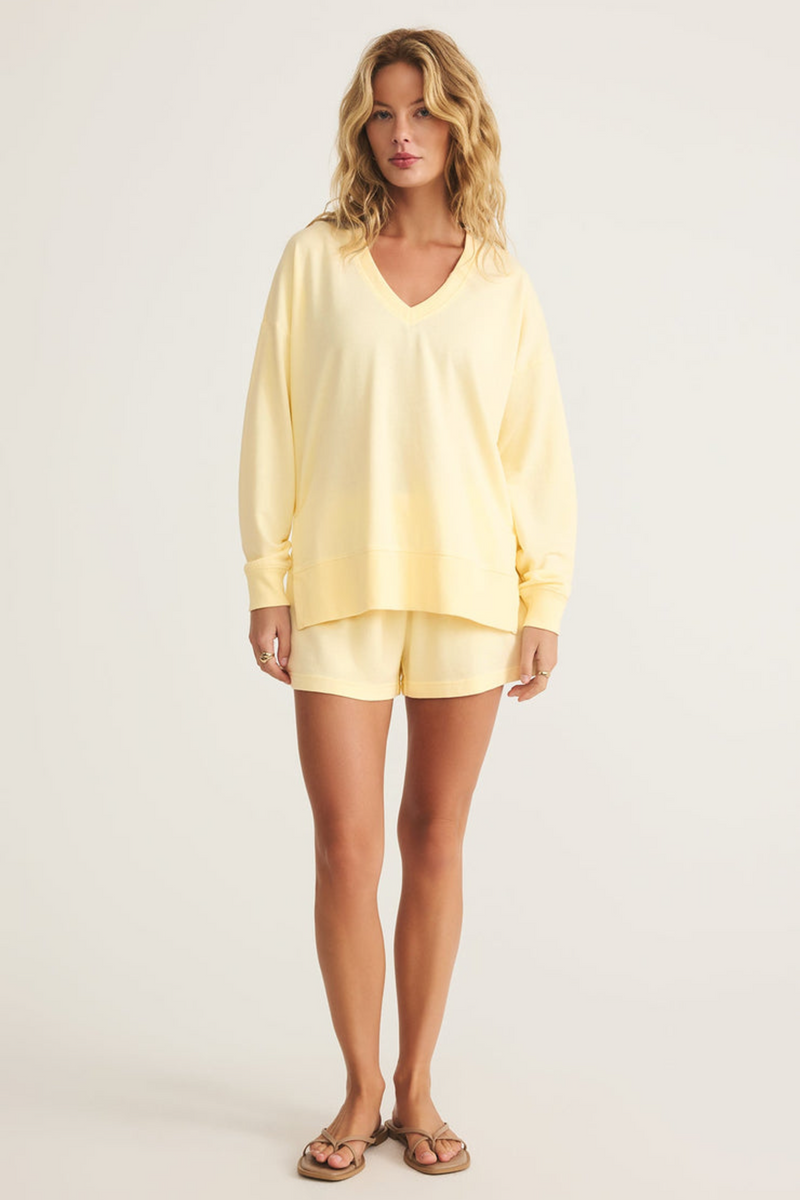 Antique White Modern V Neck Weekender Sweater