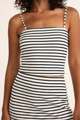 Black Caffari Stripe Tube Top Top