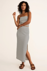 Beige Caffari Stripe Tube Top Top