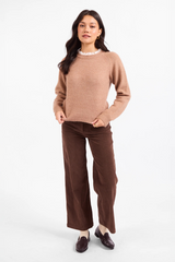 White Smoke Orchard Spice Sweater in Camel White Sweater