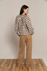 Gray Andrea Blouse in Natural Plaid Blouse