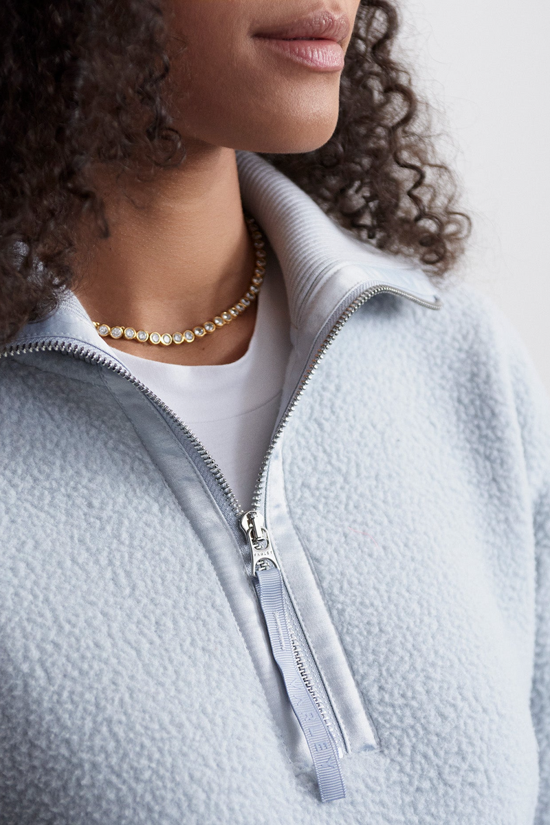 Light Gray Roselle Half Zip Fleece Sweater