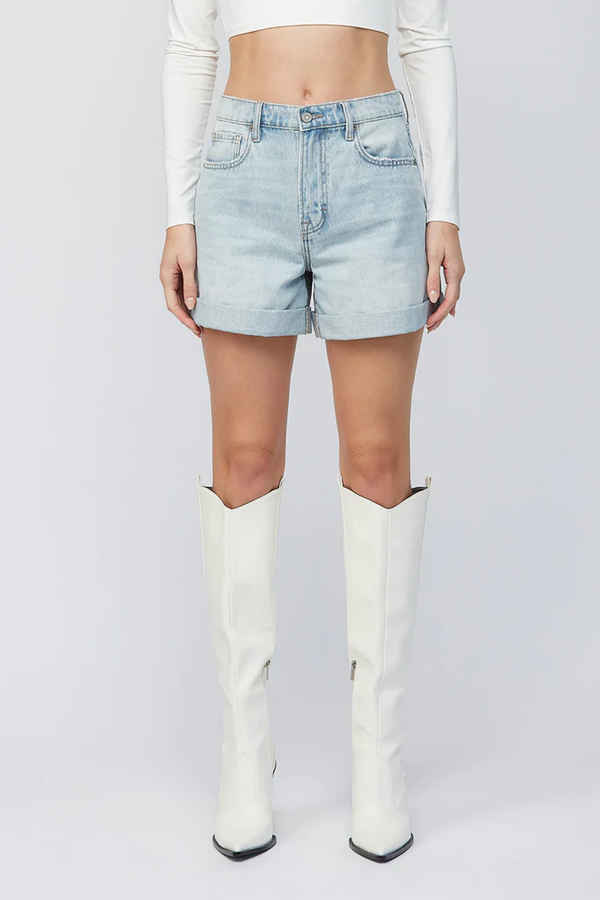 Light Gray Sofie High Rise Mom Short | Light Wash Denim shorts