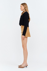 Angie Faux Fur Collar Cropped Cardigan Cardigan