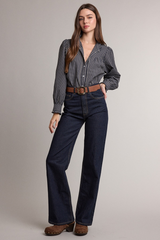 Light Gray Timeless Plaid Ruffle Blouse Blouse