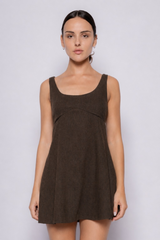 Dark Slate Gray Unforgettable Herringbone Mini Dress Mini Dress