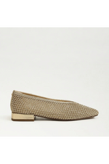 Lavender Kasey Knit Ballet Flat | Amber Gold Woven Fabric flats