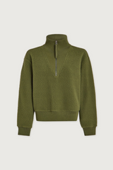 Dark Olive Green Jaylin Half Zip Fleece Sweater