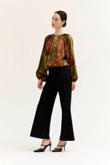 Black Golden Days Long Sleeve Bubble Top Top