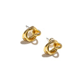 White Smoke 18k Gold Looped Duo Studs Earrings