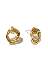 White Smoke 18k Gold Looped Duo Studs Earrings