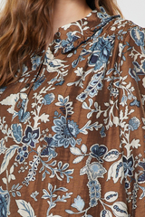 Saddle Brown Stacy Floral Blouse in Blue Multi Blouse