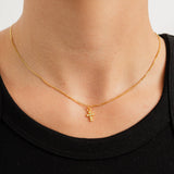 Black 18K Gold Dainty Diamond Cross Pendant Necklace