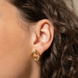 Dark Salmon 18k Gold Looped Duo Studs Earrings