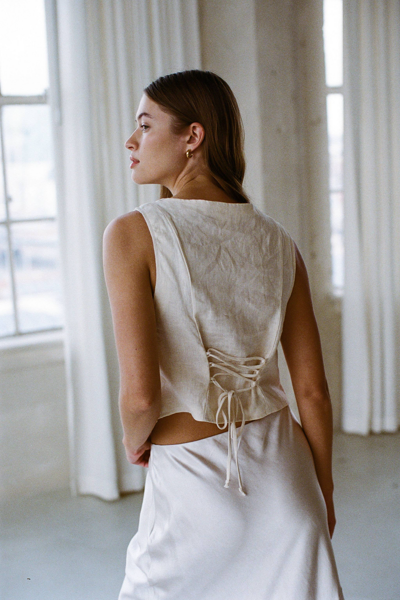 Dark Gray Melvin Linen Vest Vest