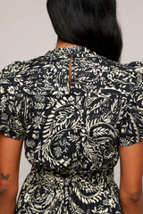 Light Gray Aisha Dress in Midnight Botanica Mini Dress