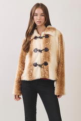 Light Gray Woodland Faux Fur Toggle Jacket Jacket