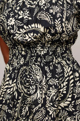 Dark Slate Gray Aisha Dress in Midnight Botanica Mini Dress