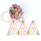 White Smoke Sorority Pom Pom Key Chain