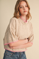 Wheat Stitch In Time Short Sleeve Sweater Sweater