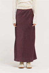 Lavender Dot Satin Maxi Skirt Maxi Skirt