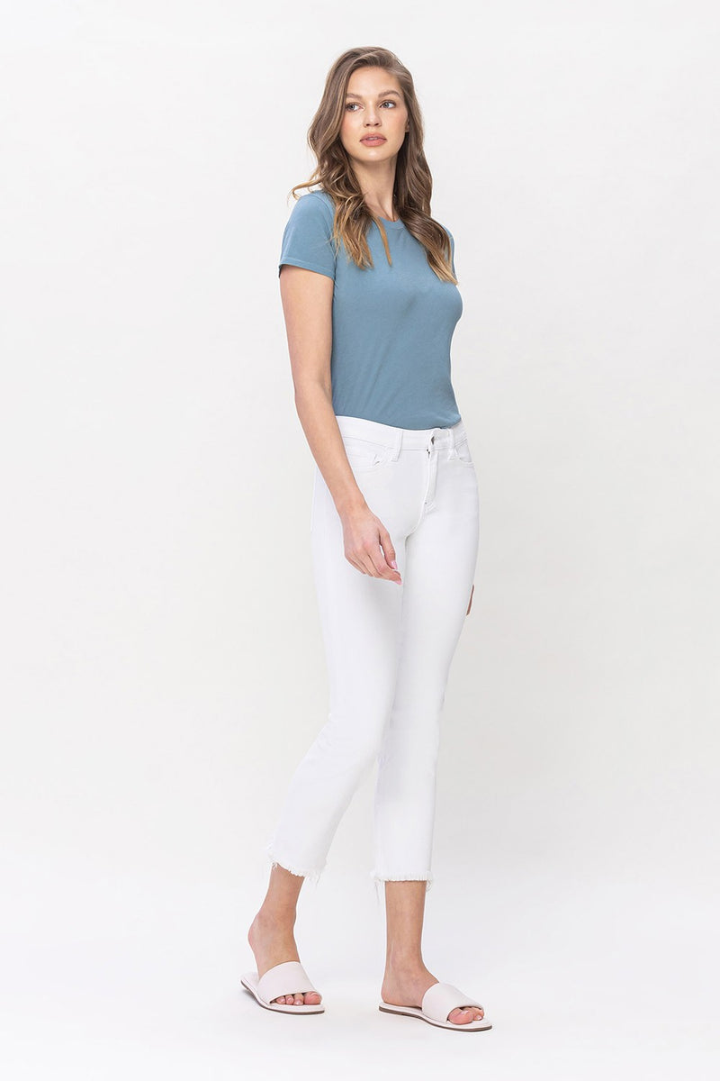 White Smoke Melissa Mid Rise Slim Straight Jeans