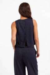 White Smoke Legacy Top in Navy Ivory Top