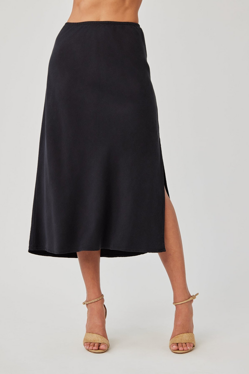 Dark Slate Gray Amara Side Slit Bias Skirt Midi Skirt