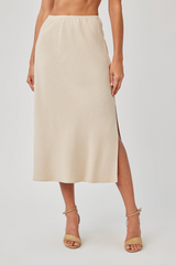 Light Gray Amara Side Slit Bias Skirt Midi Skirt