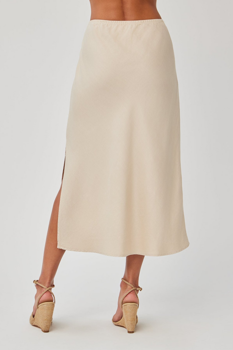 Light Gray Amara Side Slit Bias Skirt Midi Skirt