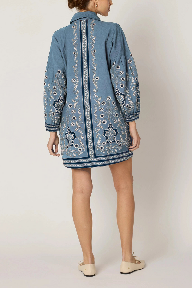 Light Gray Anouk Mini Dress | Cardamon Blue Mini Dress
