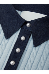 Black Astor Denim Mix Pullover Sweater