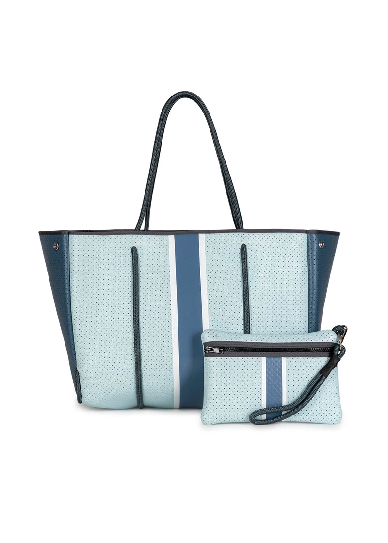 Dark Slate Gray Greyson Azure Neoprene Tote Handbags
