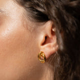 Black 18k Gold Looped Duo Studs Earrings