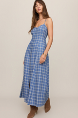 Light Gray Angel Eyes Plaid Midi Dress Midi Dress