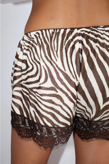 Light Gray Zebra Darling Lace Shorts Short