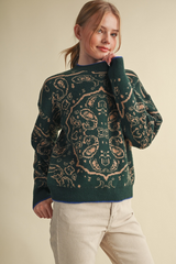 Gray Born To Wander Paisley Sweater Sweater