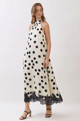 Lace & Dot Halter Maxi Dress
