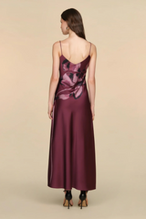 Tan Coralee Printed Bias Dress Formal Gown