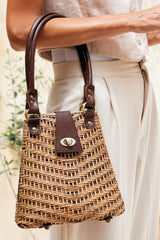Light Gray Winding Road Rattan Bag Beach Bag