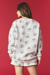 Brown Snow Much Santa Fleece Terry Sweatshirt Set Sweater Set
